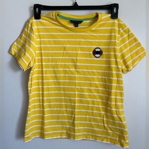 Brooks Brothers Sunshine Yellow White Striped Crew Neck Tee